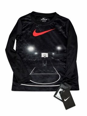 NWT Rare Nike Dri-FIT Basketball Graphic Long Sleeve 7 | Black Night Court Pri